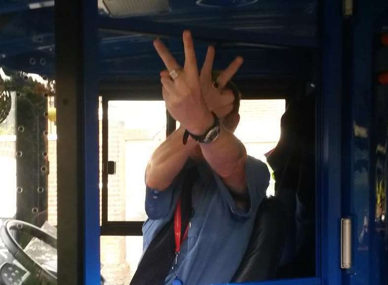 Bus driver puts v-signs up to cyclist Graham Cuthbert