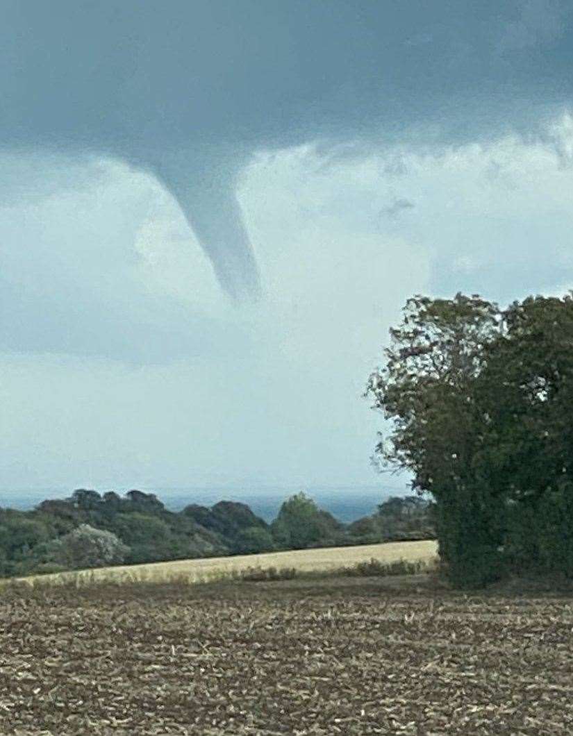 A funnel cloud over the fields near Dover Road in Deal Picture: @dfoster1974