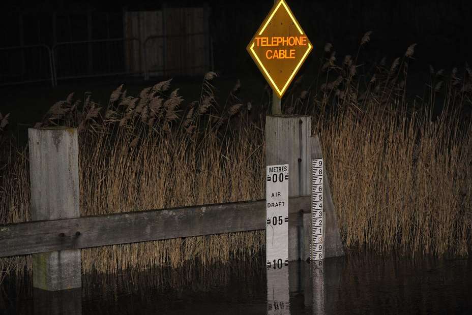 Rising water in Sandwich at shortly after midnight. Picture: Tony Flashman