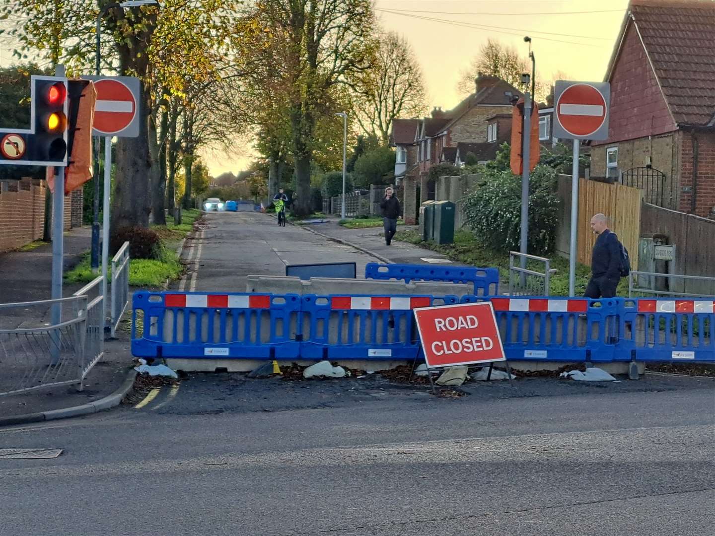 No-entry signs have been put up in Cranborne Avenue, near the Wheatsheaf junction