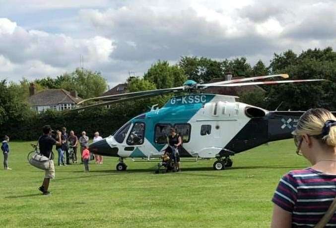 The air ambulance landed on Westmeads Recreation Ground in July (Picture: Janice Johnston)