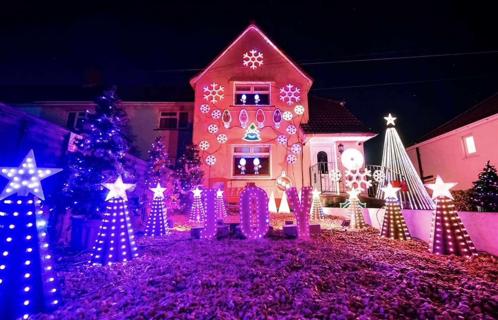 Ian and Ann Cooper’s Christmas light show, which features 28,000 lights, has been raising money for the Great Western Air Ambulance Charity (Ian Cooper/PA)