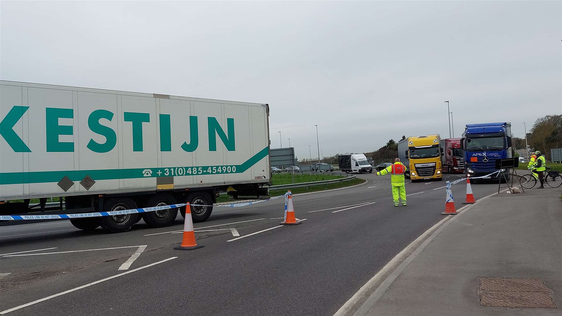 HGVs were turned away from the A20 at Junction 10a