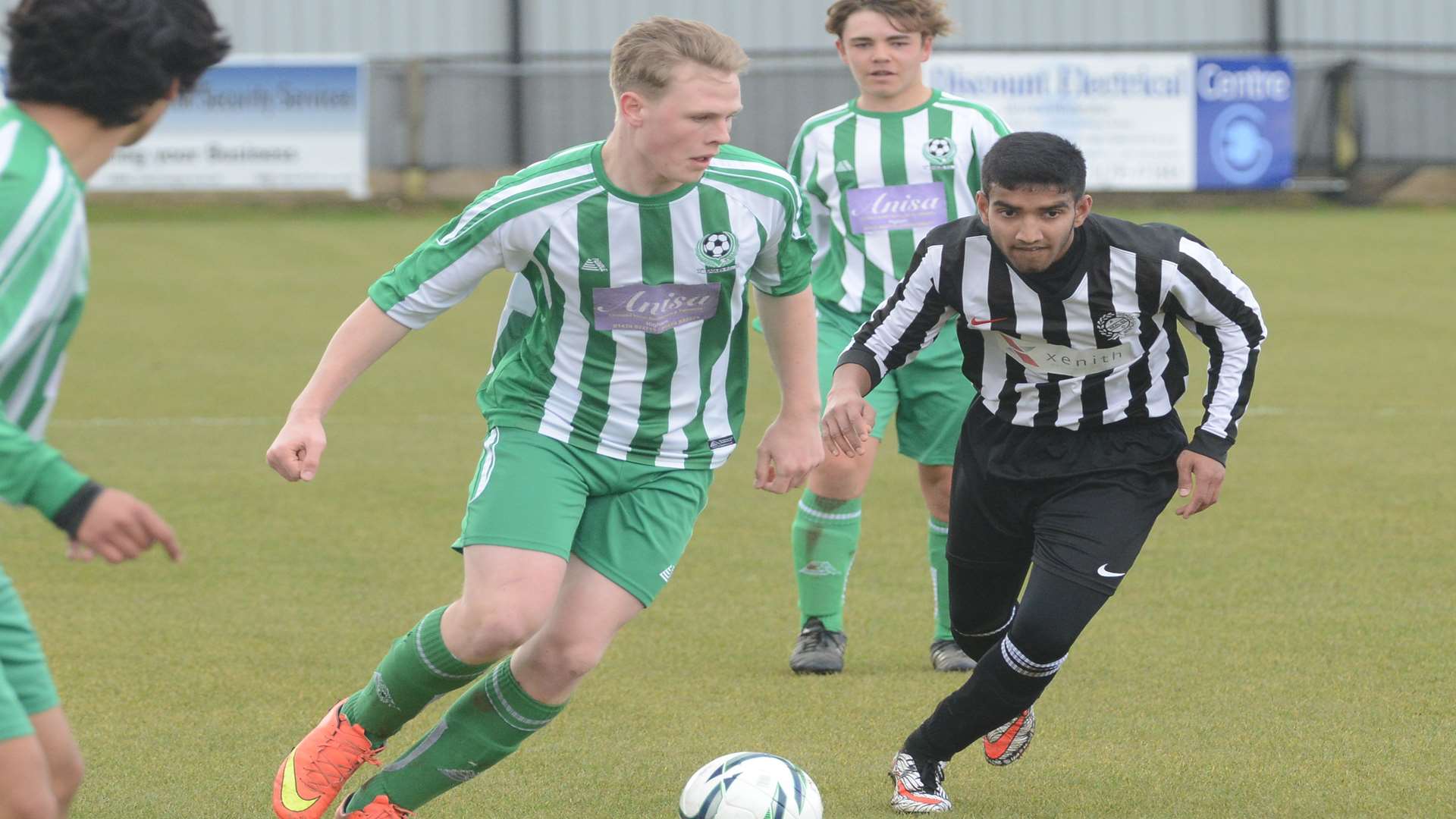 Eagles under-16s, in green, dictating play against Real 60 in the John Leeds League Cup final Picture: Gary Browne
