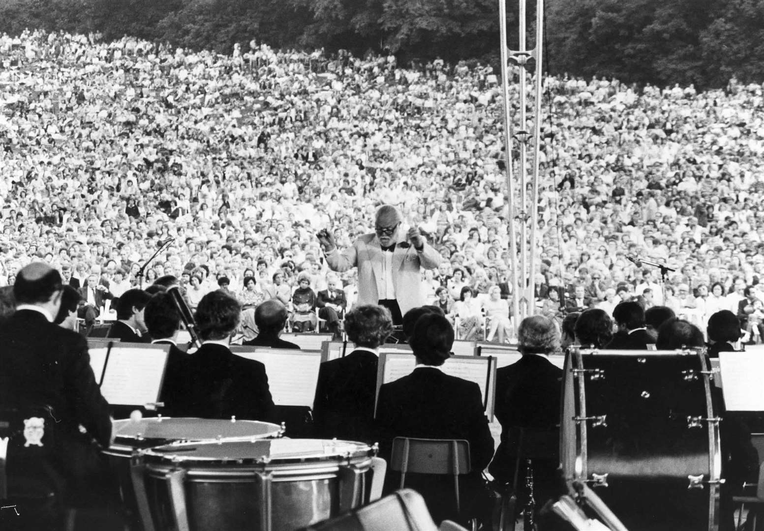 Quite the crowd for an orchestral open-air concert at Leeds Castle in August 1982