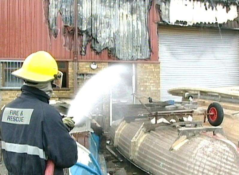 The fire Upper Brents Industrial Estate blaze raged for more than seven hours. Picture: Kent Fire and Rescue