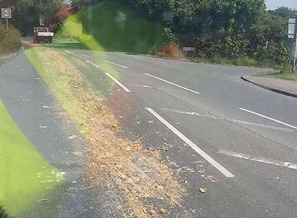 Debris spilled across the road. Picture: @Kent_999s