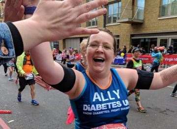 Alison Fotheringham during the 2019 London Marathon. Picture: Diabetes UK