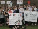 CONTROVERSIAL PLANS: Students at Chapter School for Girls protest against the merger