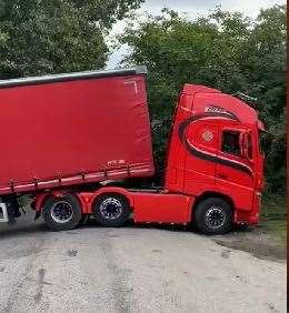 A lorry became stuck at right angles to the carriageway in Chegworth Road after attempting to turn around
