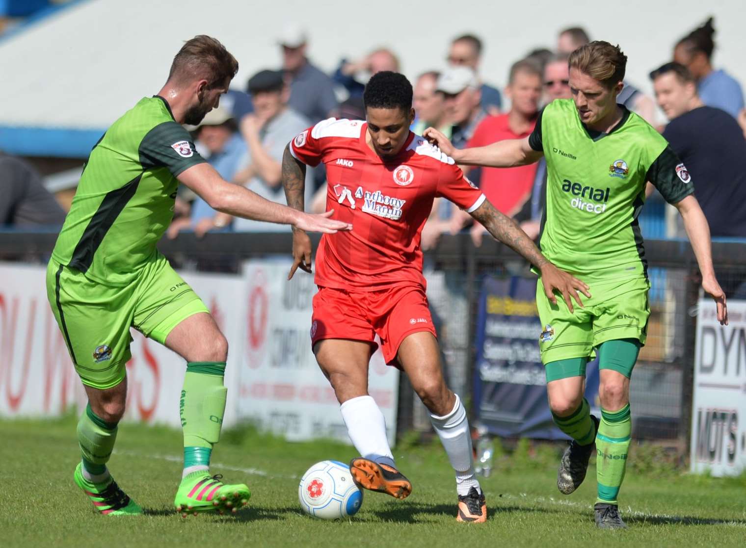 Welling's Pierre Joseph-Dubois runs at the Gosport defence. Picture: Dave Budden