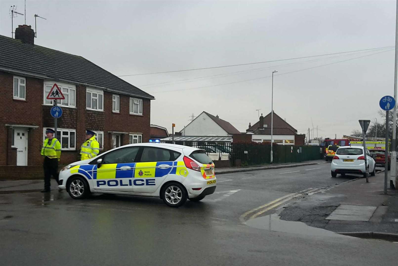 Police closed New Road at the junction of Broad Street, Sheerness