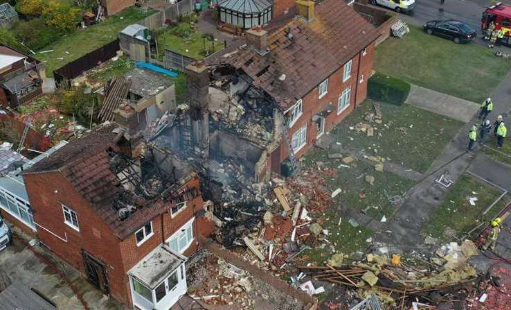 The four houses in Mill View, in Willesborough, were severely damaged by the gas explosion