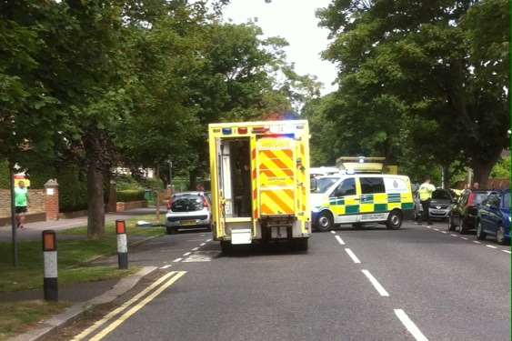 The patient was transferred to another ambulance and taken to hospital. Picture: Pete Phillips