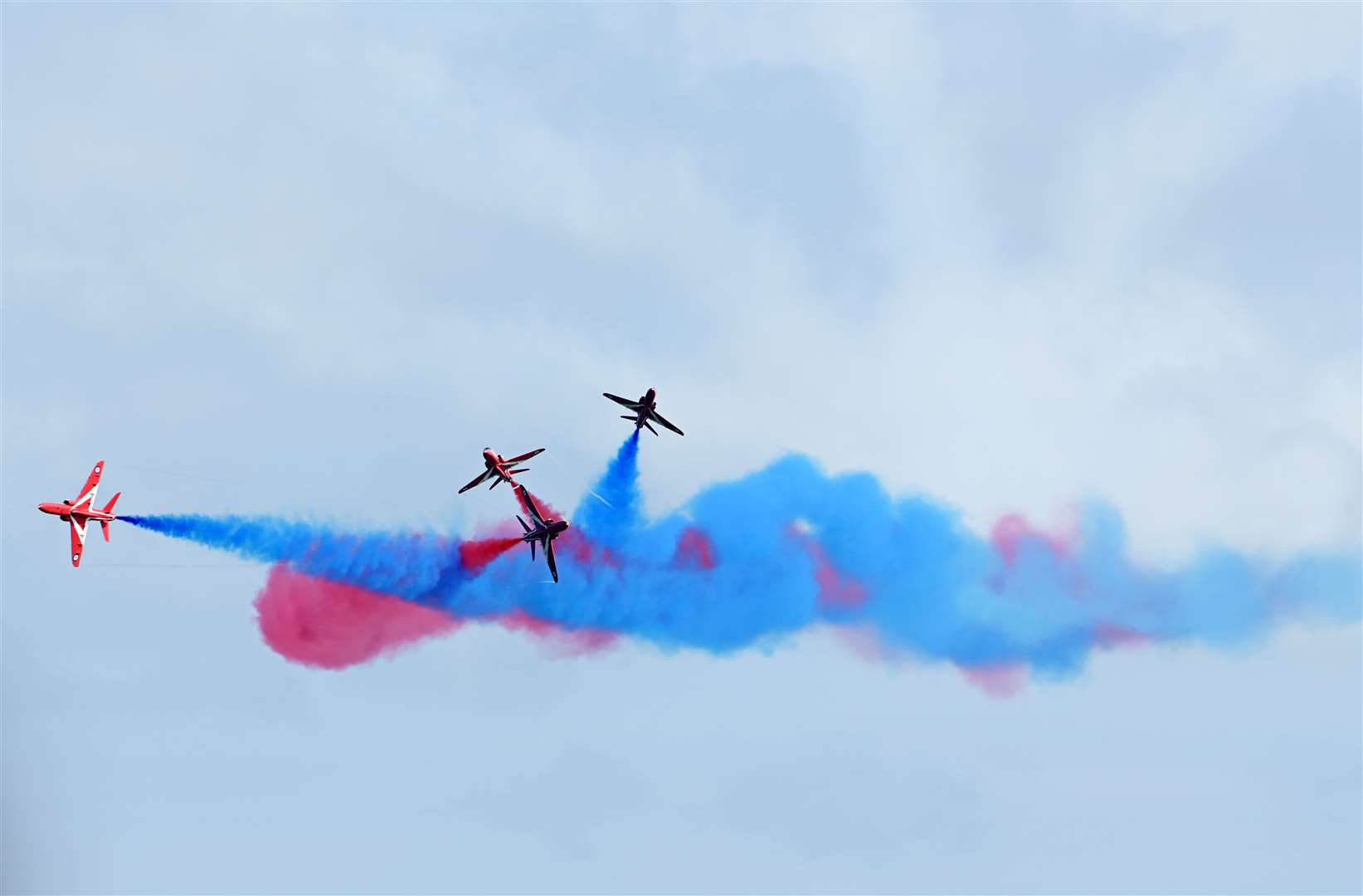 Red Arrows display team in action over Folkestone. Picture: Barry Goodwin