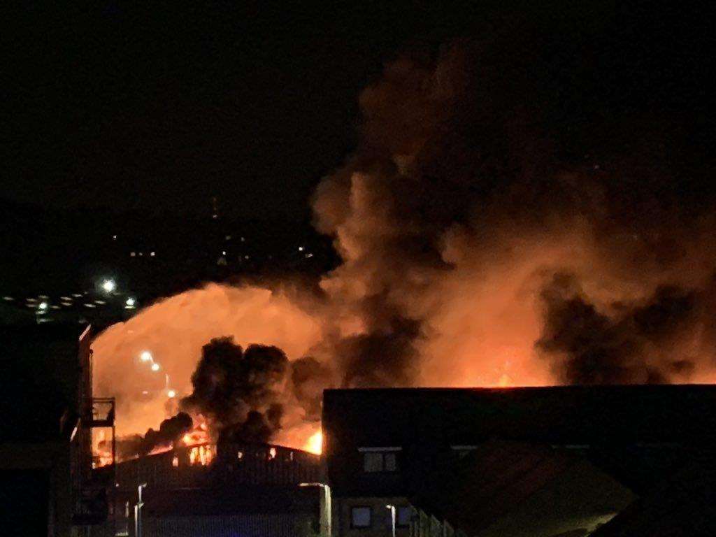 The warehouse fire on Riverside Industrial Estate in Dartford. Picture: @chrispiela