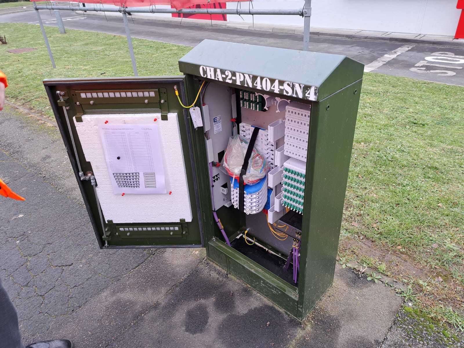 A cabinet, also known as a secondary node, which CityFibre uses to connect broadband to local houses, businesses and other premises