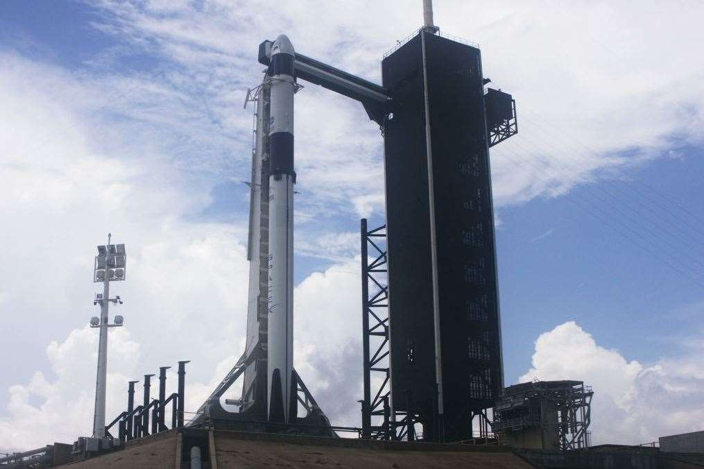 SpaceX Falcon 9 rocket and Crew Dragon before launch was cancelled on May 27. Image credit: NASA TV