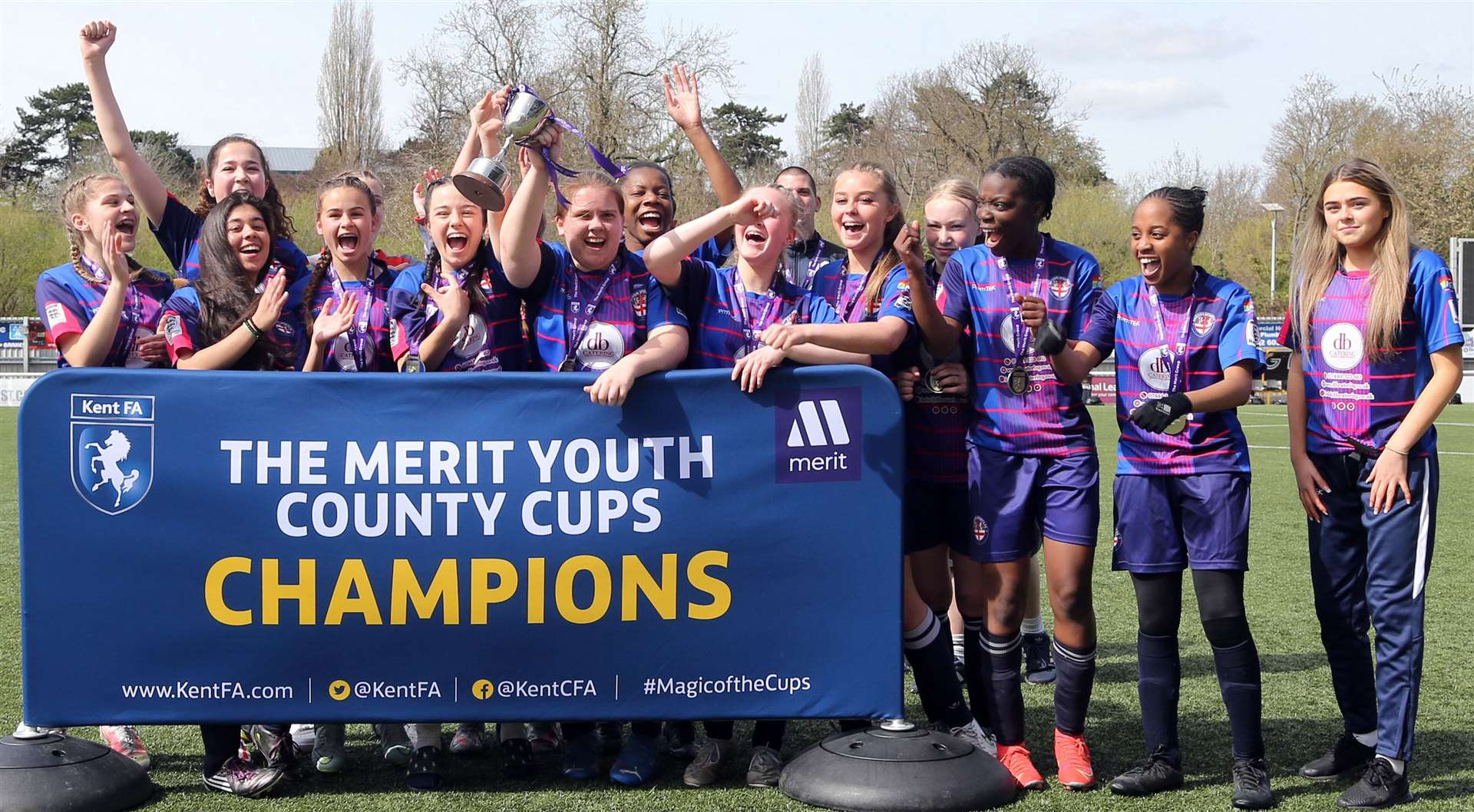 Danson Sports are all smiles after winning the Kent Merit Under-16 girls cup final. Picture: PSP Images