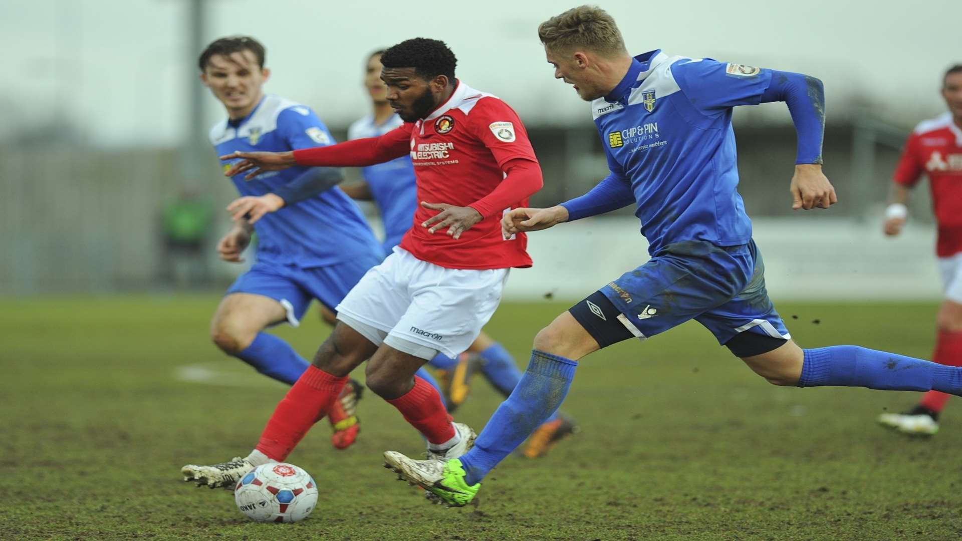 Tyrone Marsh on the ball for Ebbsfleet at Bishop's Stortford Picture: Dave Plumb