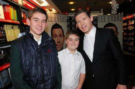 Rhys and Sam Bobbett with Lee Evans