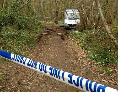 Kimberland Wood has been cordoned off by police after the discovery of human remains