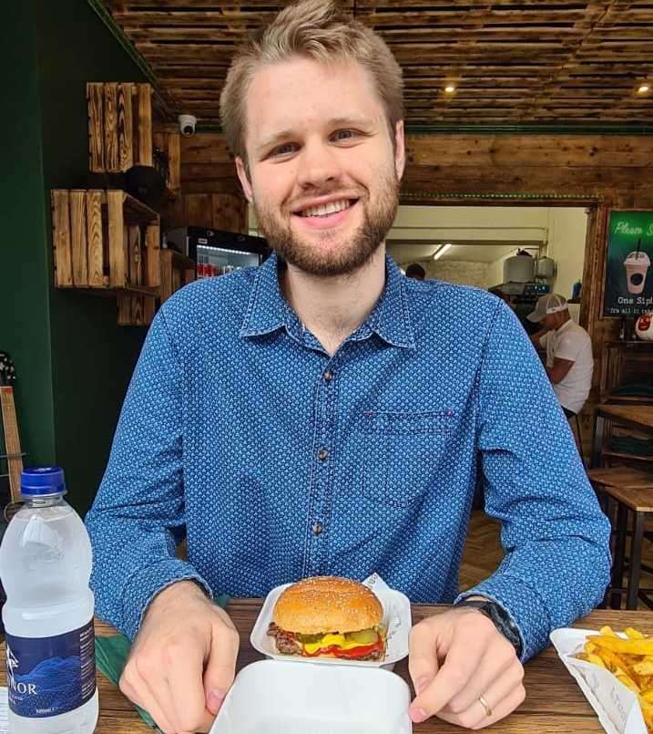Our reporter Jack Dyson with his burger during his visit to Please Sir! in Broadstairs