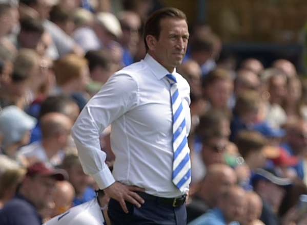Justin Edinburgh watches on from the sidelines on Sunday Picture: Barry Goodwin