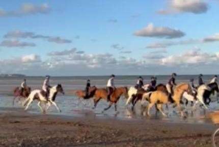 Riders on the beach at Sandwich Bay yesterday