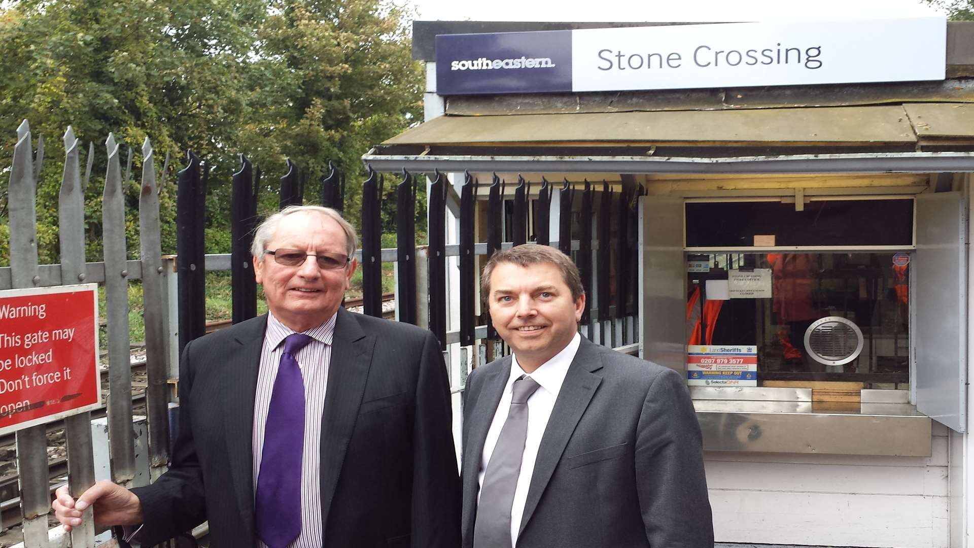 MP Gareth Johnson and Cllr John Burrell at the station