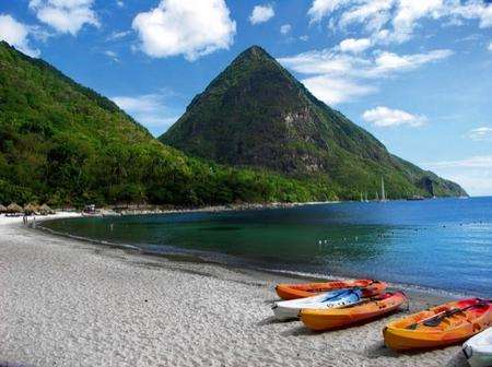 The beach at the Jalousie Plantation resort, St Lucia