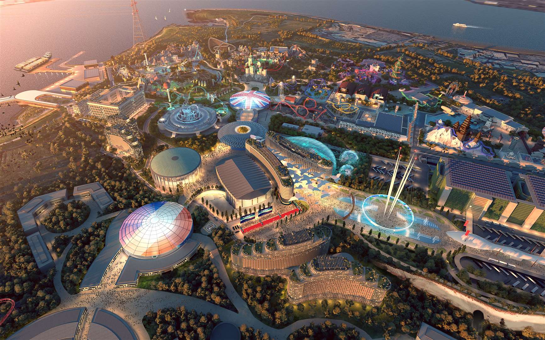 A detailed CGI impression of what the London Resort theme park would look like