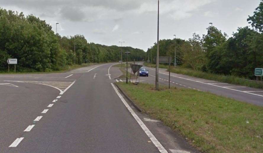 The two-vehicle collision took place on the A2 near the Coldred Hill turn-off