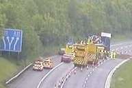 Emergency services at the scene of a lorry crash on the M25. Picture: Highways Agency