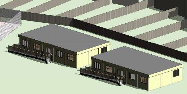 What the two temporary buildings will look like. Picture: Clague Architects via Planning Portal