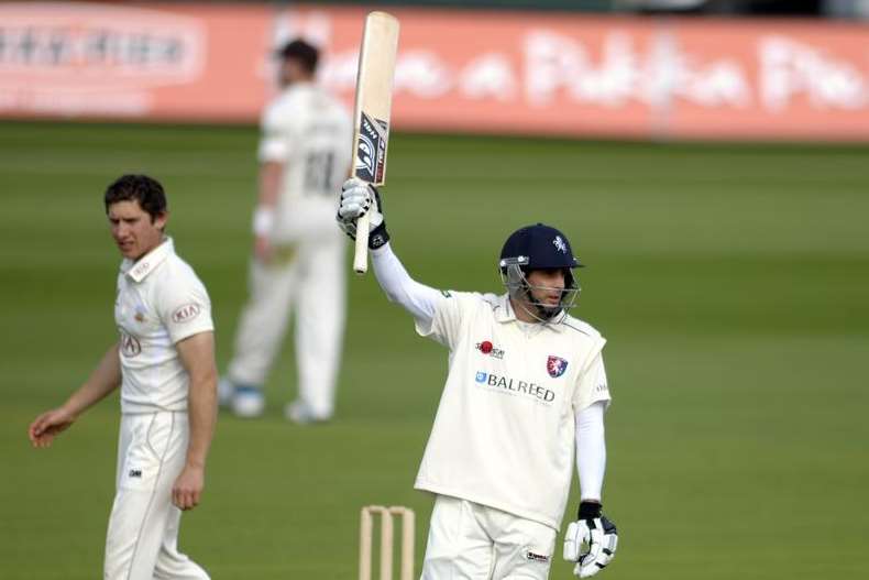 Brendan Nash reaches 100 against Surrey. Picture: Barry Goodwin