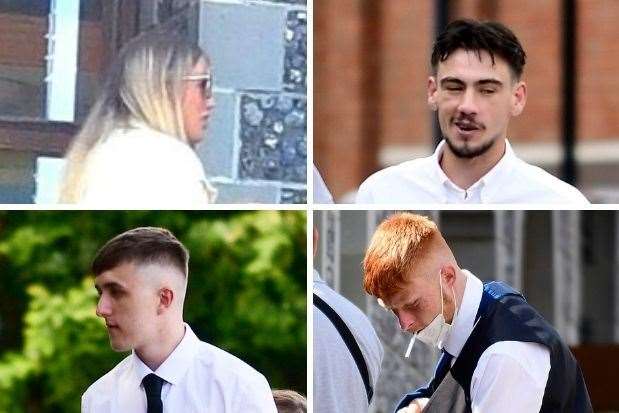 Clockwise from top left: Nancie Lee, Belcher Barron, Charlie Golding and Michael Murray all avoided prison for their part in the violence that led to German student Daniel Ezzedine being brutally attacked