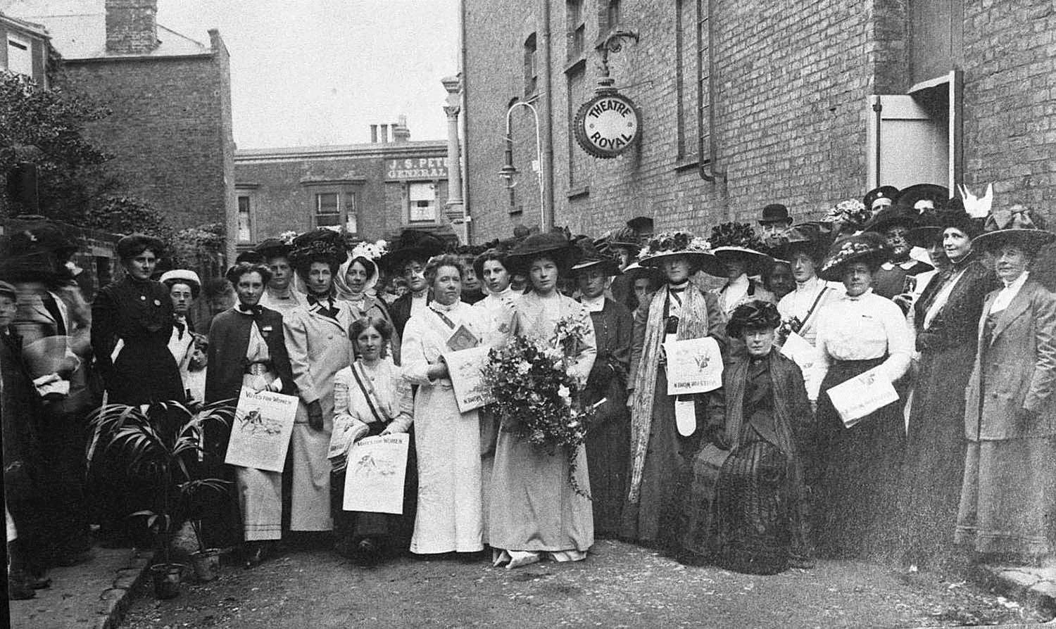 The suffragettes outside Theatre Royal in Margate