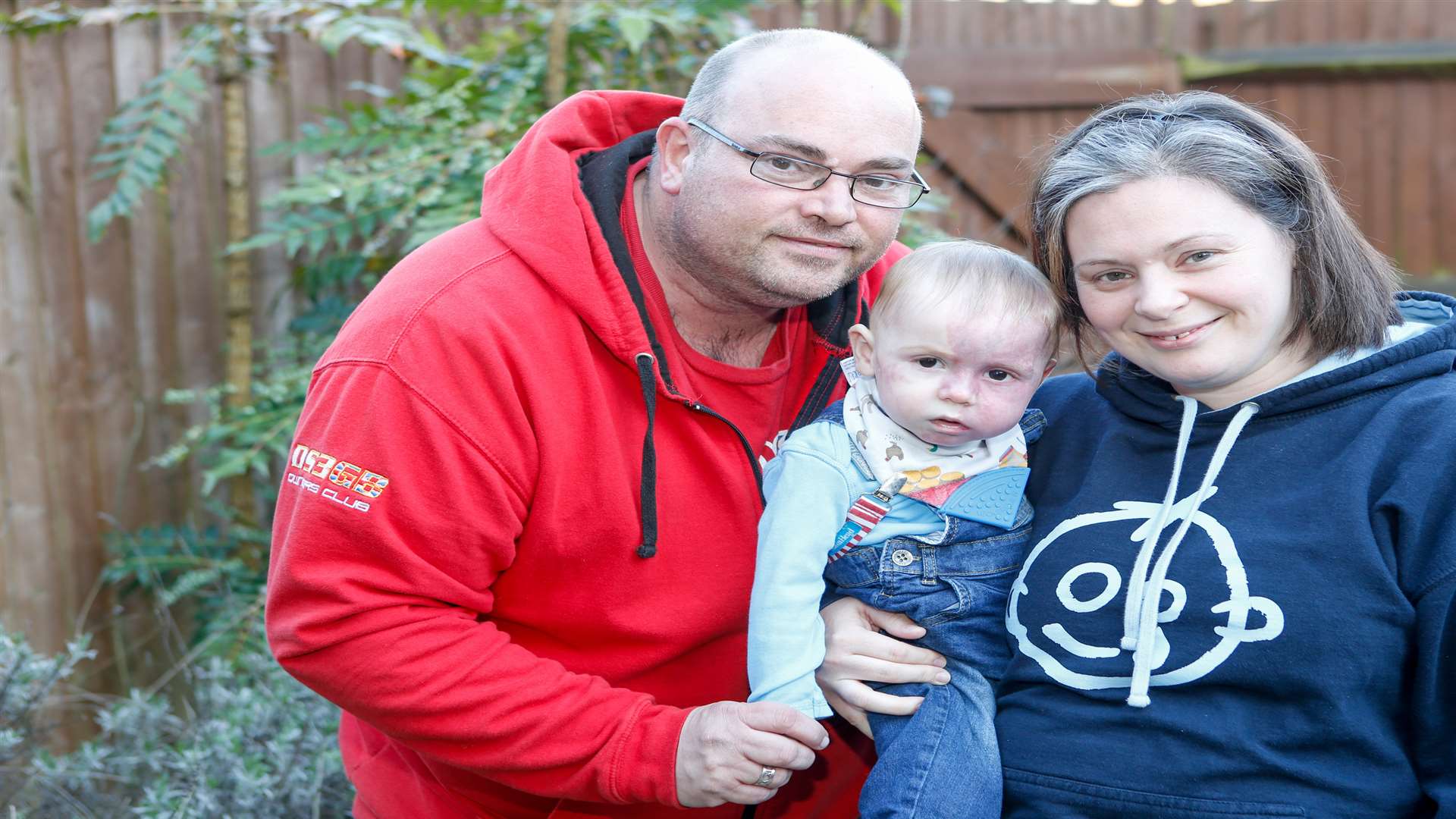 Nicola and Lee Norris of Harrietsham with son Jensen who suffers from a rare disease. Picture: Matthew Walker