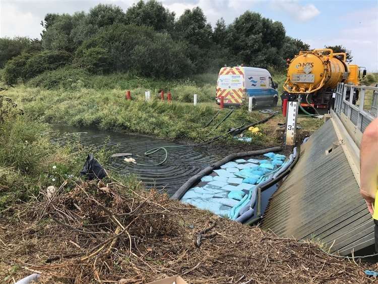 Southern Water helping with the clear up at Swalecliffe Brook last week Pic: Environment Agency (14854859)