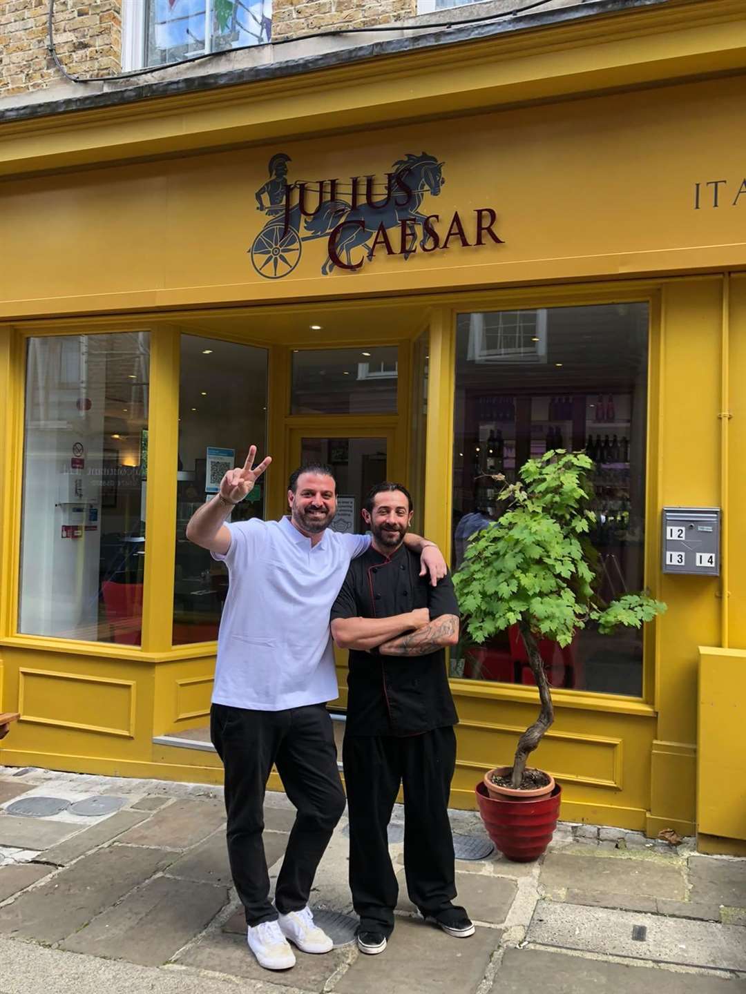 Director of Julie Caesar's Italian Restaurant in Gravesend, with chef Angelo (49011047)