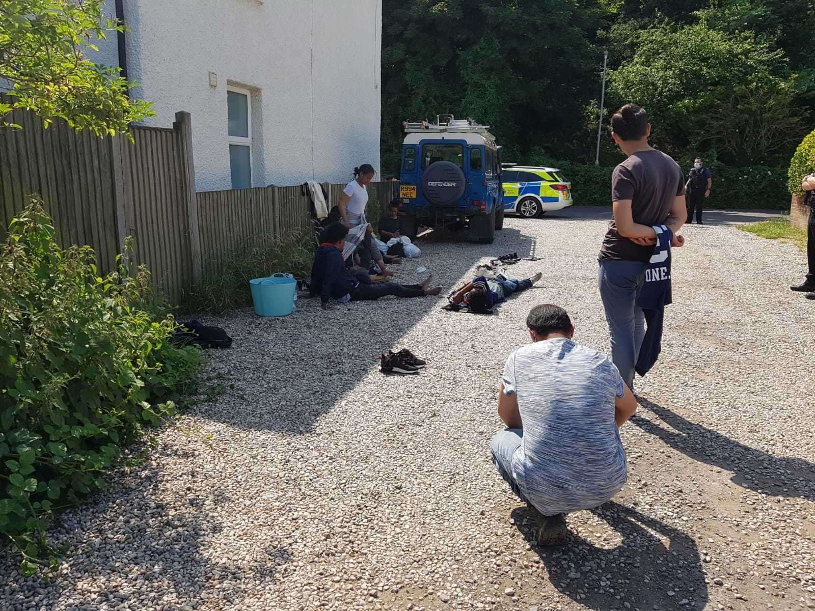 Police caught up wit the migrants at North Road, Kingsdown. Picture: Kathryn Hewitt