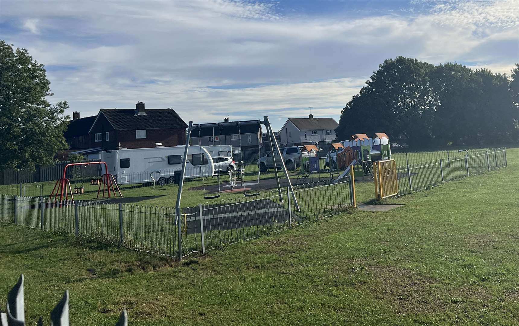 Travellers on Hever Farm recreational ground, Singlewell. Picture: Megan Carr