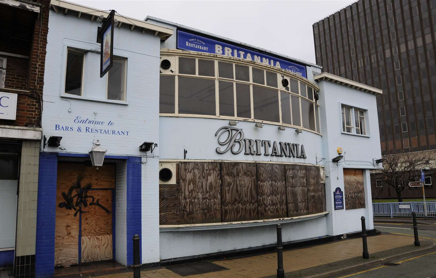 The Britannia pub in Townwall Street, Dover, in January 2011, shortly before it was knocked down