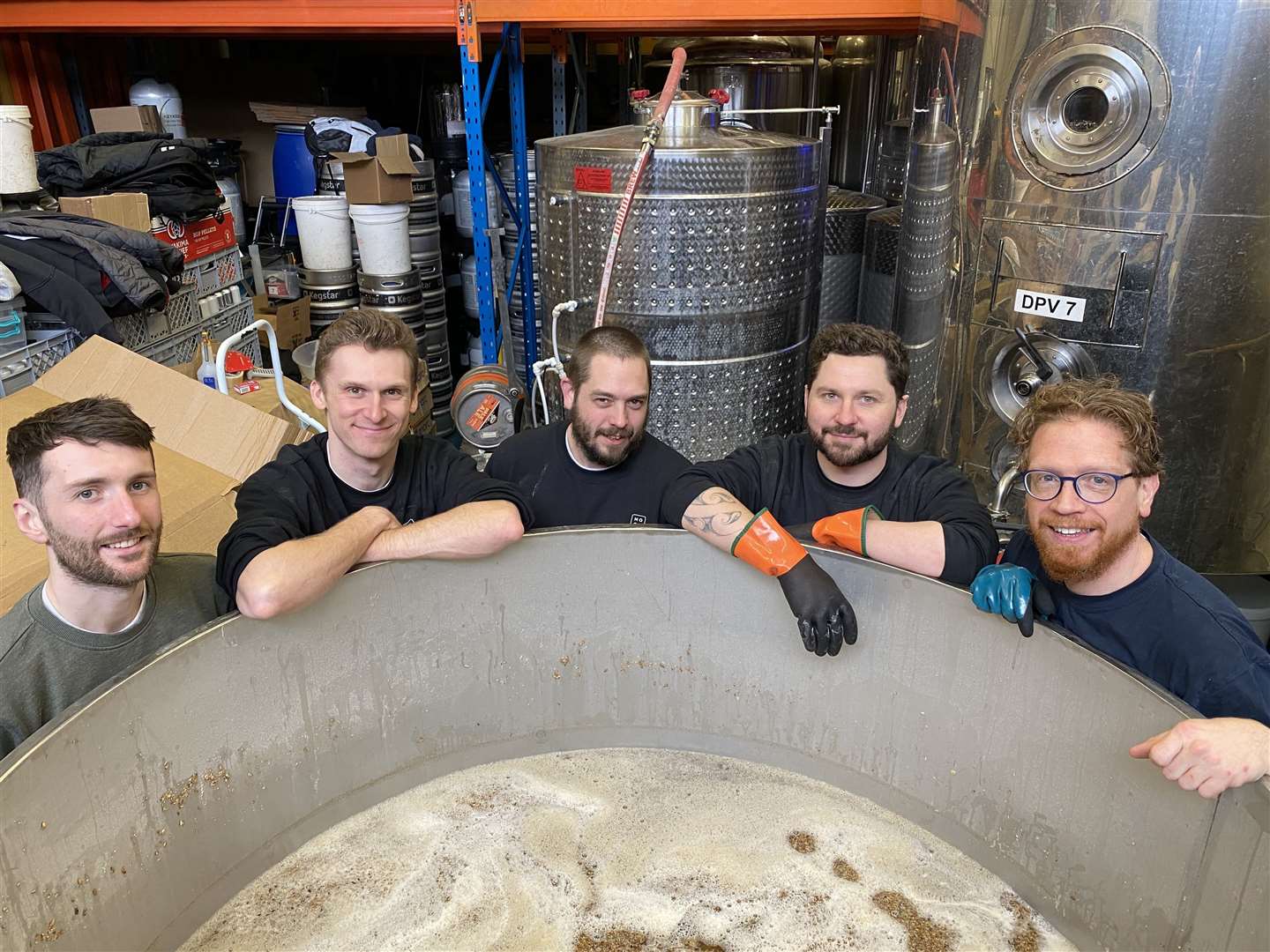 The Moot Brew brewery team (from left) Patrick, Will, Ian, Tom and Calvin