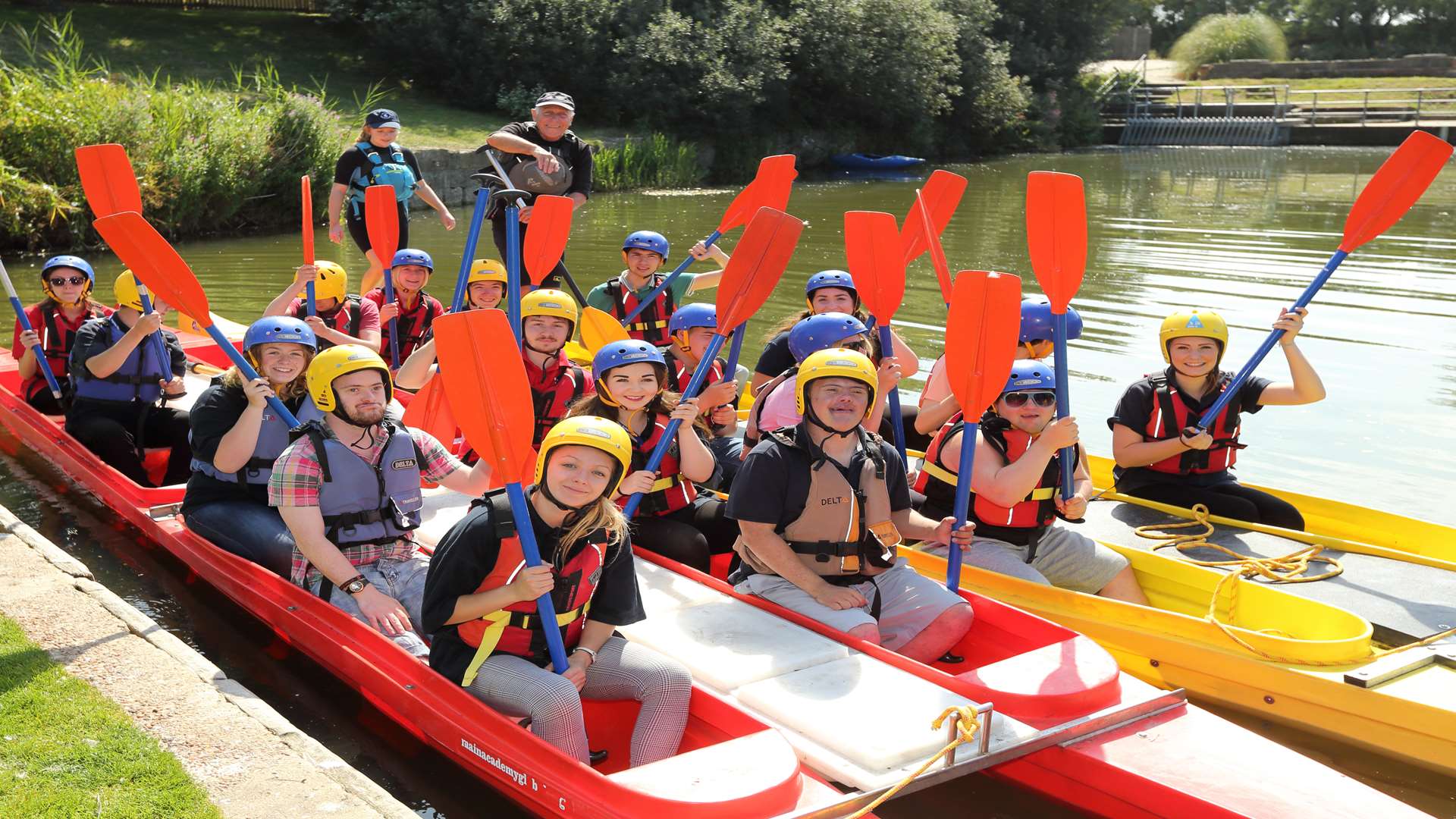 The children canoeing at Hythe. They take part in a different activity each day for three weeks.