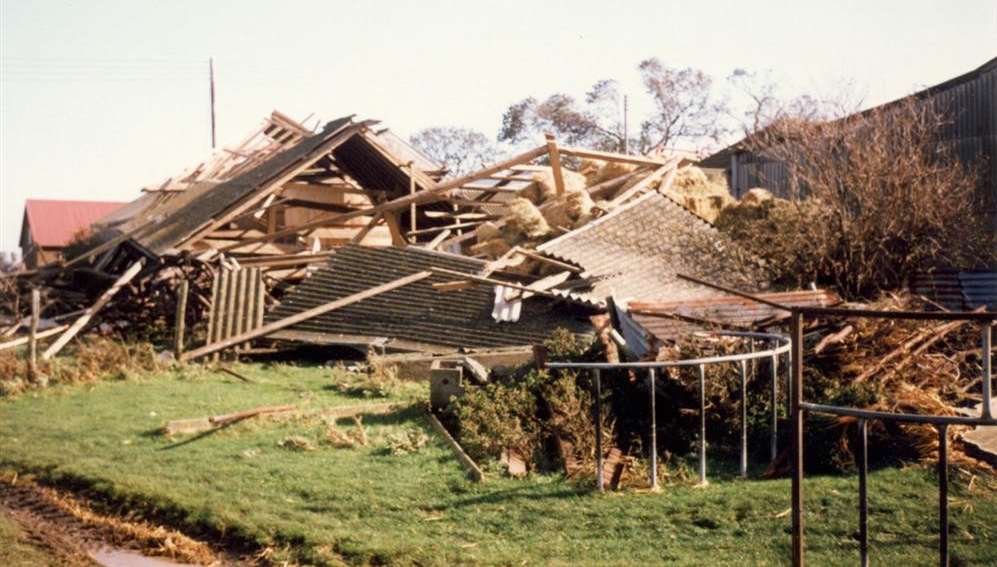 Holm Place Farm, Holm Place, Halfway, completely collapsed in the 1987 storm