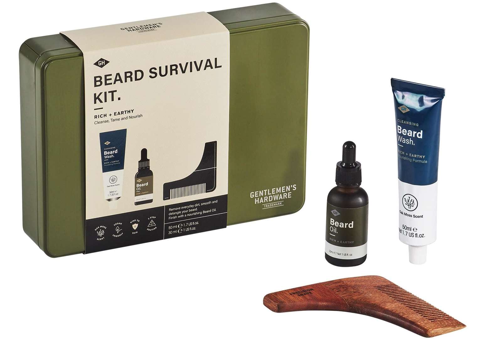Get him looking his best this Christmas with the gentleman's beard survival kit, £19.99, Dobbies