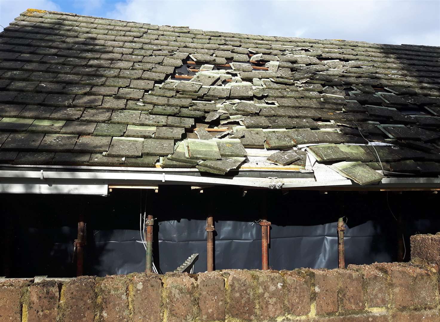 Damage to the roof at the bungalow in Clearway