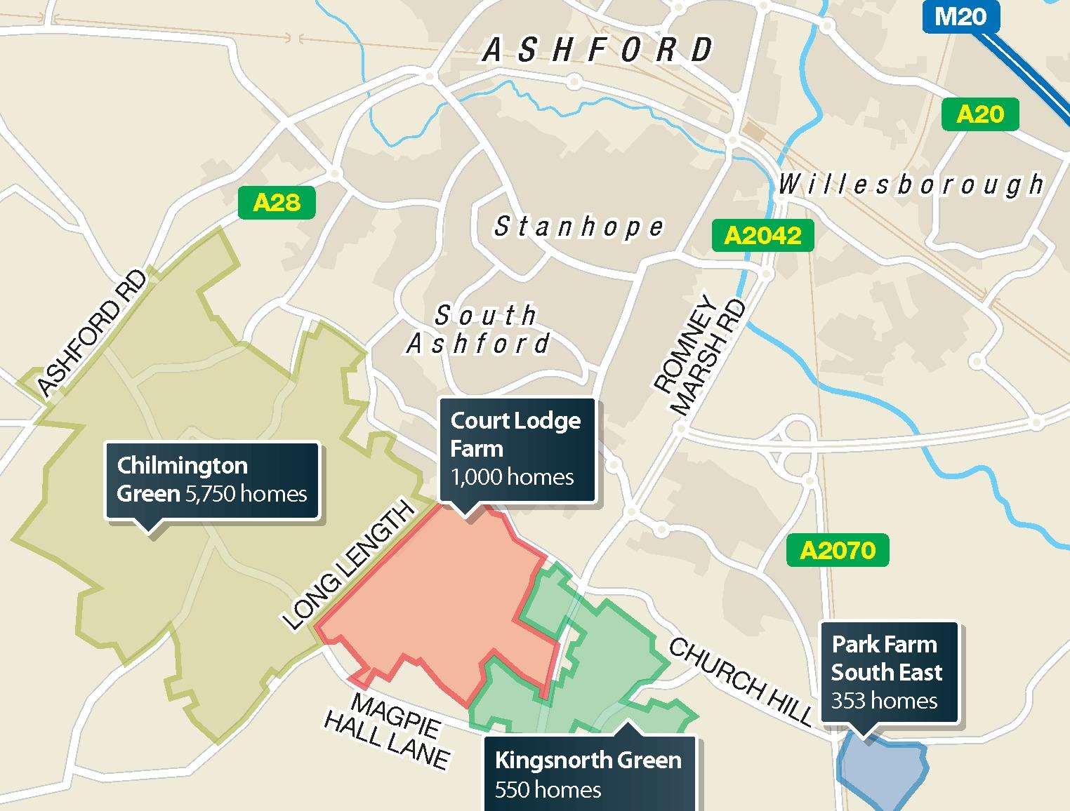 A map showing where Court Lodge could go